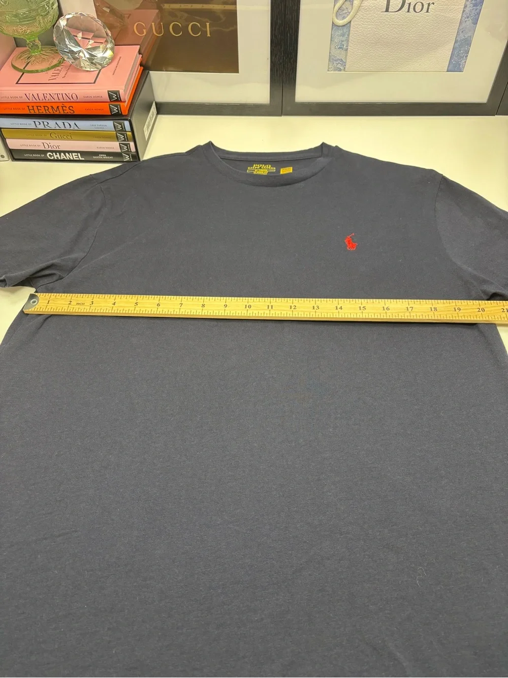 Polo by Ralph Lauren Navy Crewneck T-Shirt with Embroidered Red Pony EUC